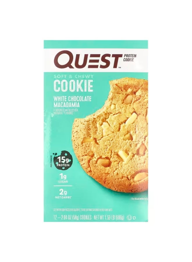 Quest Nutrition, Protein Cookie, White Chocolate Macadamia, 12 Cookies, 2.04 oz (58 g) Each