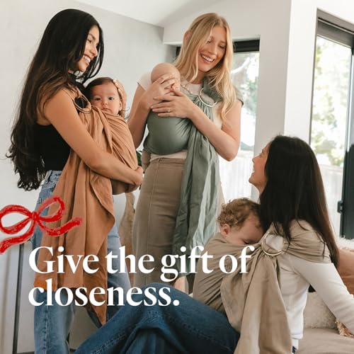 WildBird - Ring Sling Baby Carrier - Newborn to Up to 35 lbs - for Moms, Dads & Caregivers - 100% Natural European Linen Fibers - Versatile & Adjustable - 90” Size - Willow Fabric & Black Ring - Image 2