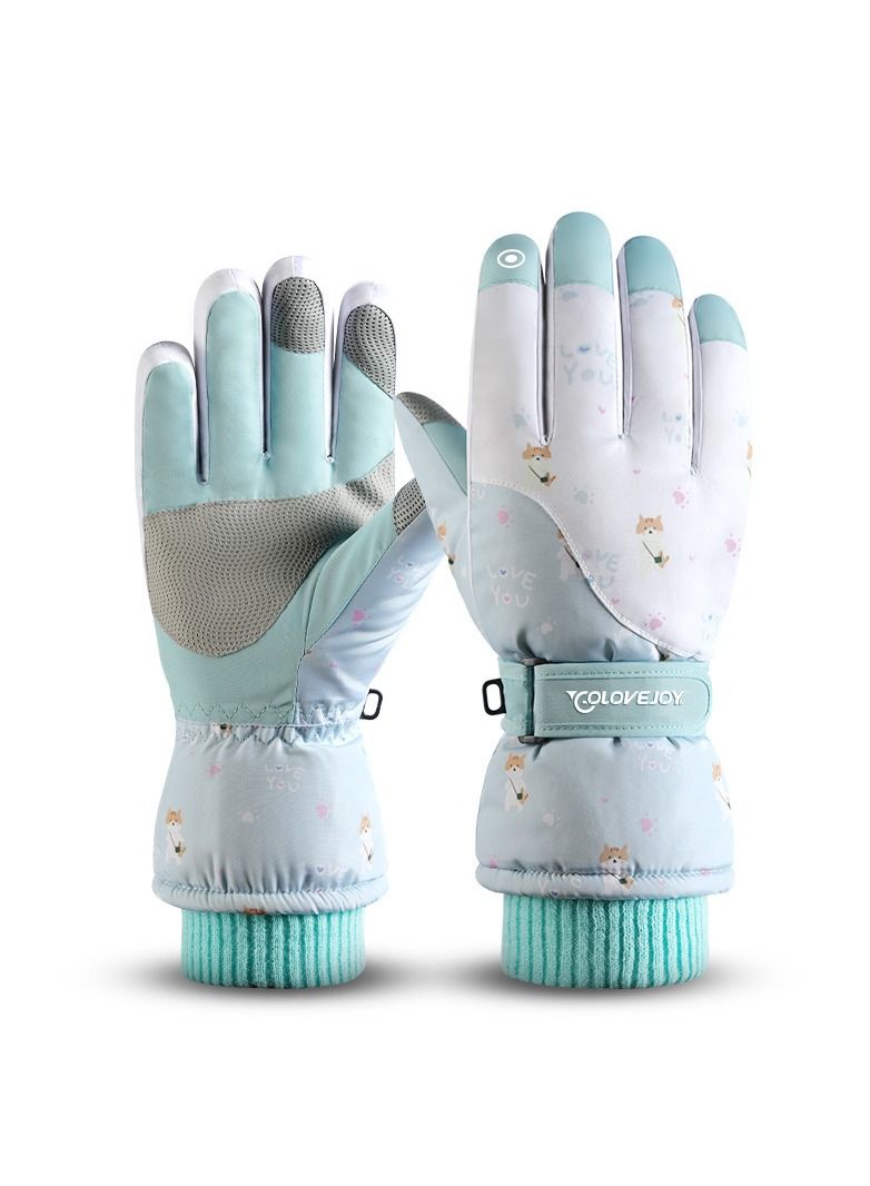 Golovejoy Women's Warm Plush Windproof And Cold Proof Lovely Gloves