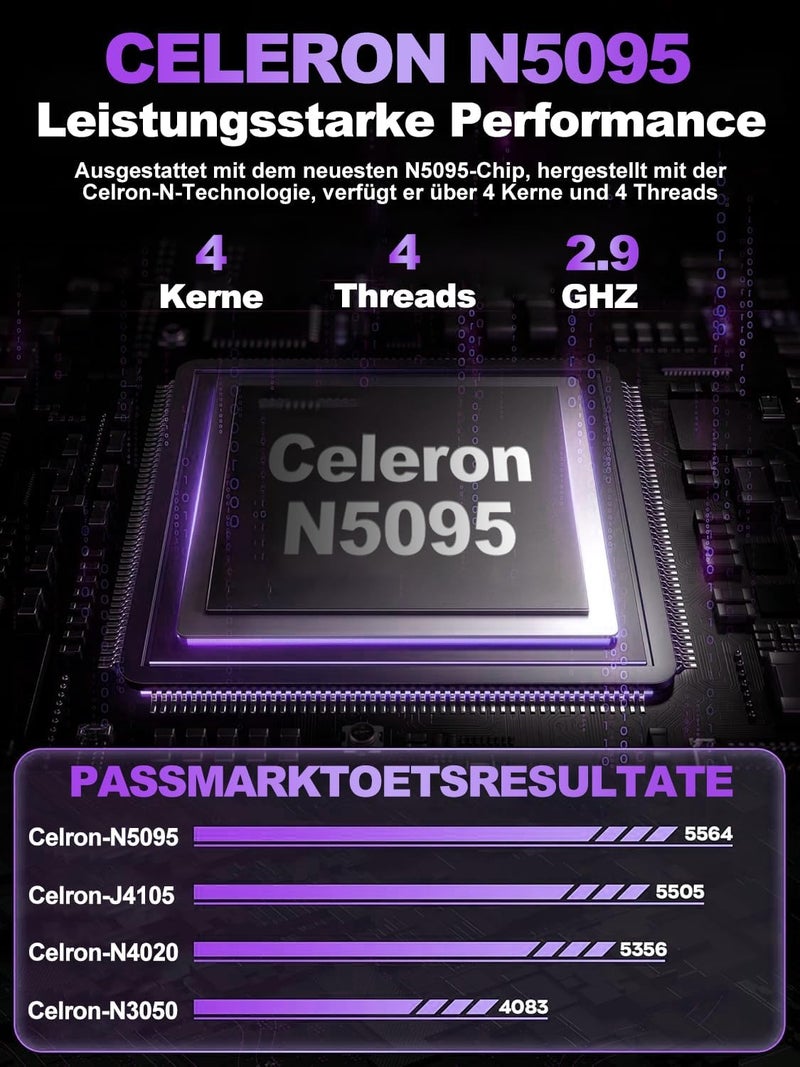 كمبيوتر محمول NOTODD يعمل بنظام Win11، ذاكرة وصول عشوائي 12 جيجابايت + تخزين SSD 512 جيجابايت + قرص صلب HDD 2 تيرابايت، دقة شاشة 1920×1200، معالج رباعي النواة Celeron N5095 بسرعة 2.9 جيجاهرتز، كمبيوتر ألعاب مزود بلوحة أرقام رقمية ومنفذ Type-C - Image 3