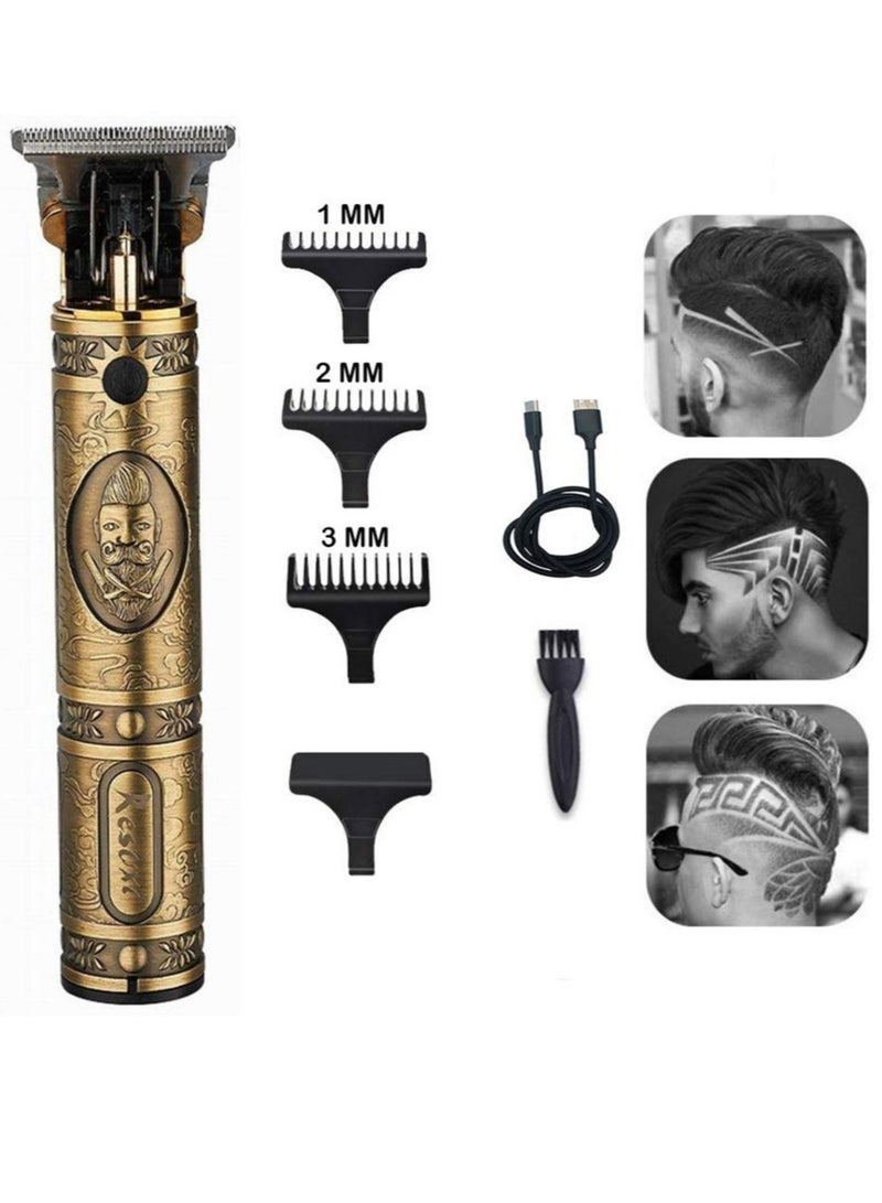 Hair Clippers for Men,Electric Pro Li Outliner Grooming Zero Gapped Baldheaded Hair Clippers Rechargeable Cordless Close Cutting T-Blade Trimmer for Men (Gold) - Image 1