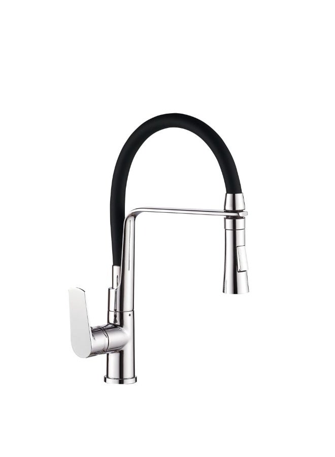 DANUBE HOME Milano Lucy Pull Out Sink Mixer – Modern Pull-Out Kitchen Faucet with Flexible Spout | Chrome Finish, Brass Body, Easy to Install, Sleek & Durable Design for Kitchens - Image 1