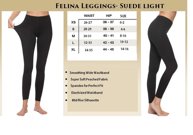 Felina Leggings Wide Waistband Suede Light Weight Super Soft Mid Rise Silhouette 2 Pack (2 Pack - Black, Large) - Image 5