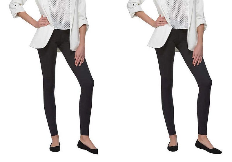 Felina Leggings Wide Waistband Suede Light Weight Super Soft Mid Rise Silhouette 2 Pack (2 Pack - Black, Large) - Image 4