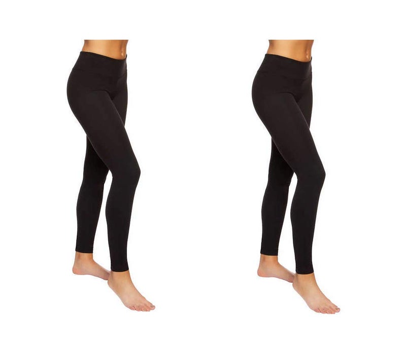 Felina Leggings Wide Waistband Suede Light Weight Super Soft Mid Rise Silhouette 2 Pack (2 Pack - Black, Large) - Image 2