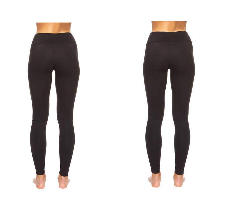 Felina Leggings Wide Waistband Suede Light Weight Super Soft Mid Rise Silhouette 2 Pack (2 Pack - Black, Large) - Image 3