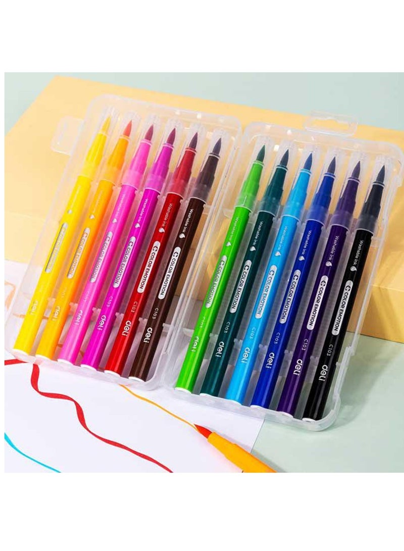 Deli 12-Piece Calligraphy Brush Pen Assorted Colours - Image 3