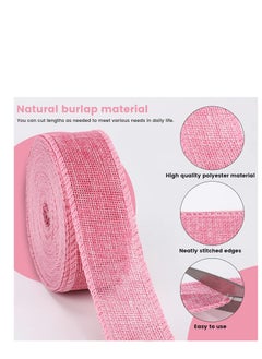 KASTWAVE 2 Rolls Burlap Fabric Craft Ribbon, Burlap Roll Ribbon, Natural Jute Fabric Crafts Ribbon for Wedding Gifts Burlap Fabric DIY Packing Vintage Wedding Party Decoration, Colorful Satin Ribbon (5m*6cm)  - Image 3
