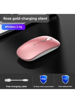 Wireless Bluetooth Mouse Silent Charging Notebook Desktop Computer Office Unlimited Suitable For Lenovo Dell Asus-Specifications:Rose Gold/wireless Version [silent + Rechargeable]