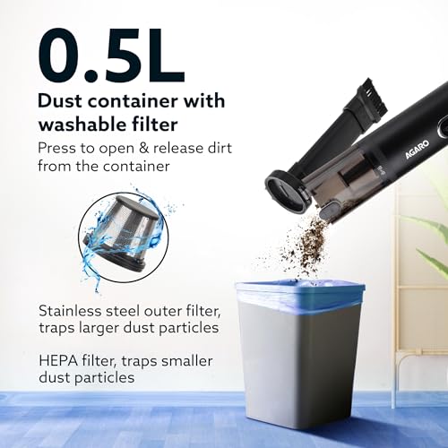 AGARO Royal Mini Hand Held Vacuum Cleaner, Portable Car Vacuum, 13 kPa Powerful Suction Vacuum Cleaner, Low Noise, Rechargeable, Mini Hand Held Vacuum for Car Home Pet Office - Image 5