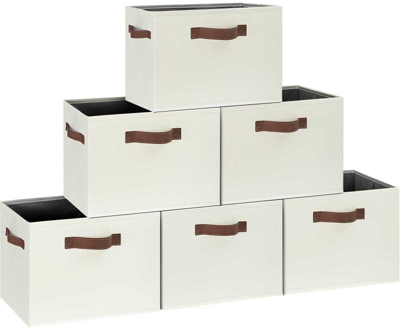GhvyenntteS GhvyenntteS 6 Pack Fabric Storage Bins 15x11x96 inch Closet Storage Bins for Shelves with 3 Handles Foldable Storage Baskets for Shelves Sturdy Closet Organizers and Storage 