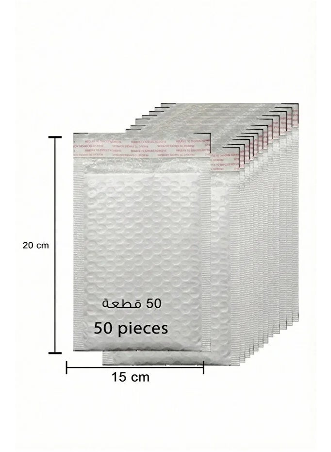 Bubble wrap bags, 50 pieces of self-sealing bubble wrap bags, 20X15 CM, white - Image 1