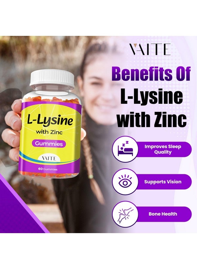 ڤايت علكات L-Lysine 1000mg مع الزنك - تدعم البشرة والشفاه، نباتية، خالية من الجلوتين، 60 قطعة من الليسين قابلة للمضغ للبالغين، فيتامينات صحة الأنسجة والجهاز المناعي، مكملات الأحماض الأمينية والمركبة، غير معدلة وراثيًا - Image 2