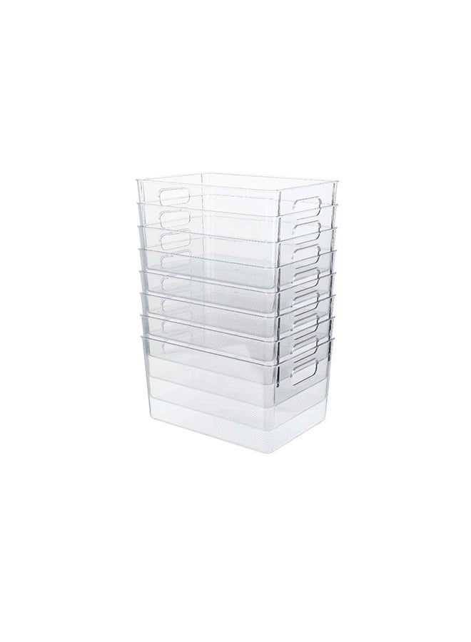 Noon East 8 Pieces Clear Square Storage Bins With Handles – Bpa-Free, Heavy-Duty 10Kg Capacity, Multi-Purpose Organizer For Pantry, Closet, Laundry Room, Kitchen, Bathroom,Under Sink Organization 28.5 X 20.2 X 15.6Cm - Image 1