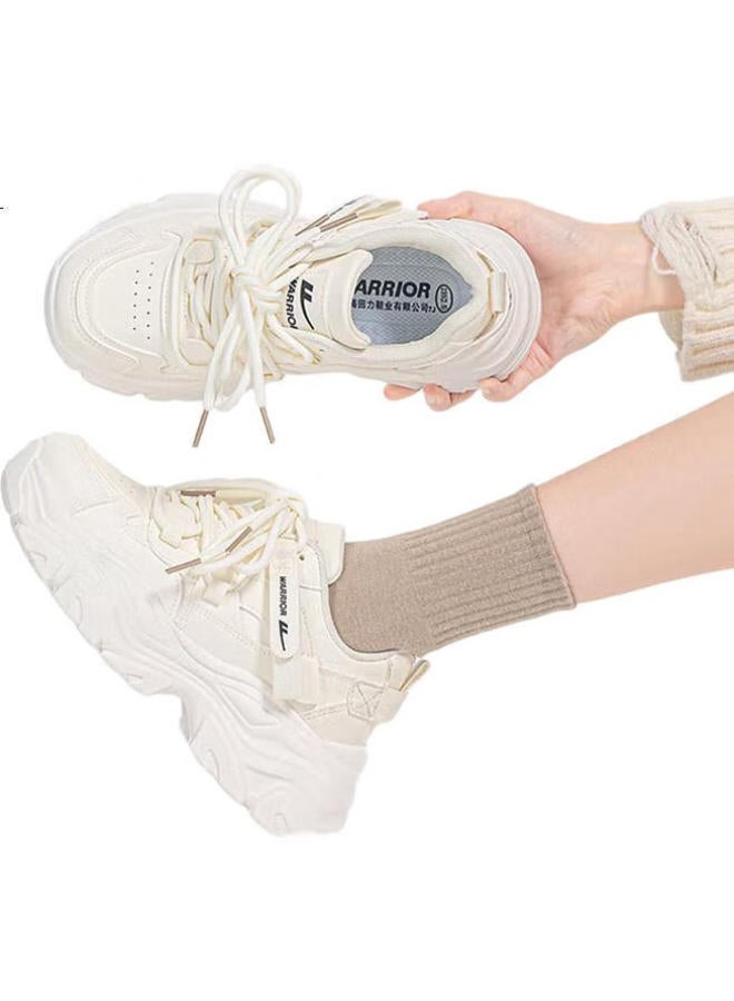 Pull Back Huili Women'S Sneakers, Chunky Dad Shoes, Spring Black Women'S Shoes, Beige, Size 36 - Image 2