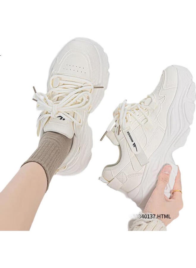 Pull Back Huili Women'S Sneakers, Chunky Dad Shoes, Spring Black Women'S Shoes, Beige, Size 36 - Image 3