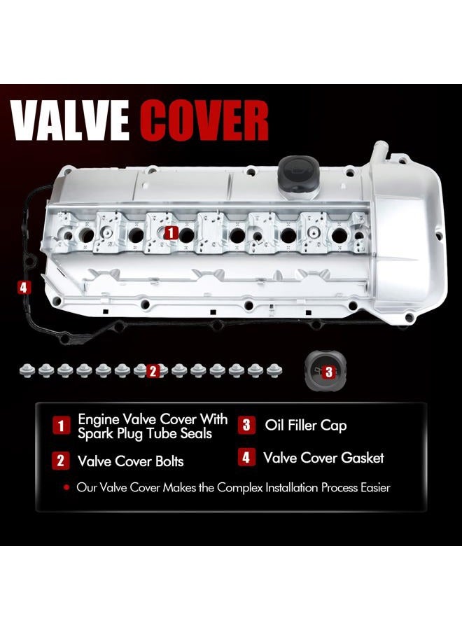 MITZONE Upgrade Aluminum Valve Cover Kit Compatible with 1998-08/2002 BMW Z3 323i 325i 328i 330i 525i 528i 530i X5 M52/M54 2.5L 2.8L 3.0L Part # 11121432928 - Image 3