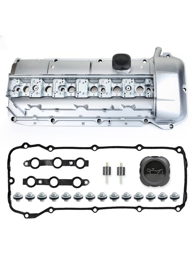 MITZONE Upgrade Aluminum Valve Cover Kit Compatible with 1998-08/2002 BMW Z3 323i 325i 328i 330i 525i 528i 530i X5 M52/M54 2.5L 2.8L 3.0L Part # 11121432928 - Image 1