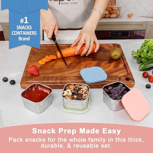 Caperci 3-Pack Stainless Steel Snack Containers with Silicone Lids - 8oz Leak-Proof Small Food Containers for Snacks Condiments - Large Salad Dressing Containers, Reusable & BPA-Free - Image 2
