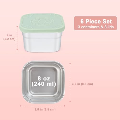 Caperci 3-Pack Stainless Steel Snack Containers with Silicone Lids - 8oz Leak-Proof Small Food Containers for Snacks Condiments - Large Salad Dressing Containers, Reusable & BPA-Free - Image 5