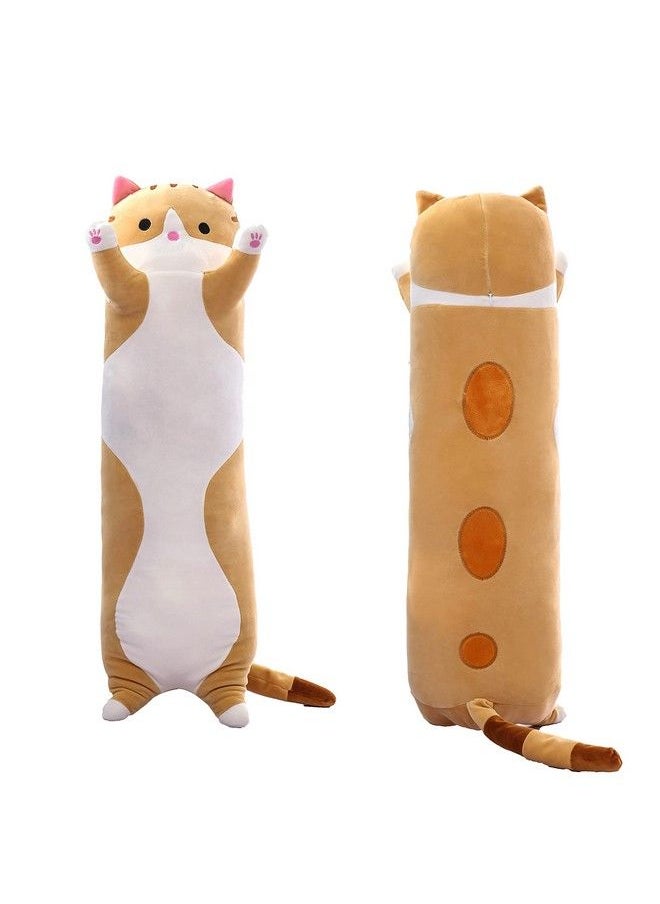 Long Cat Plush Cat Body Pillow,Brown Cat Stuffed Animals Soft Plushies Kawaii Stuffed Cat Squishy Kitten Plush Toy Gift For Kids Girlfriend(Brown, 19.7Inch)  - Image 2