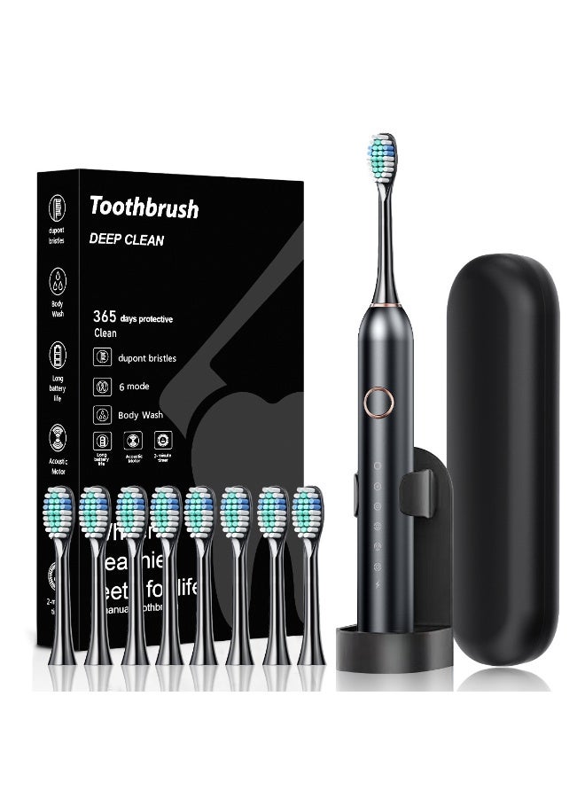 general Black Series Ultra Whitening Toothbrush – ADA Accepted Electric Toothbrush- 8 Brush Heads & Travel Case – 40,000 VPM Electric Motor & Wireless Charging - 4 Modes w Smart Timer