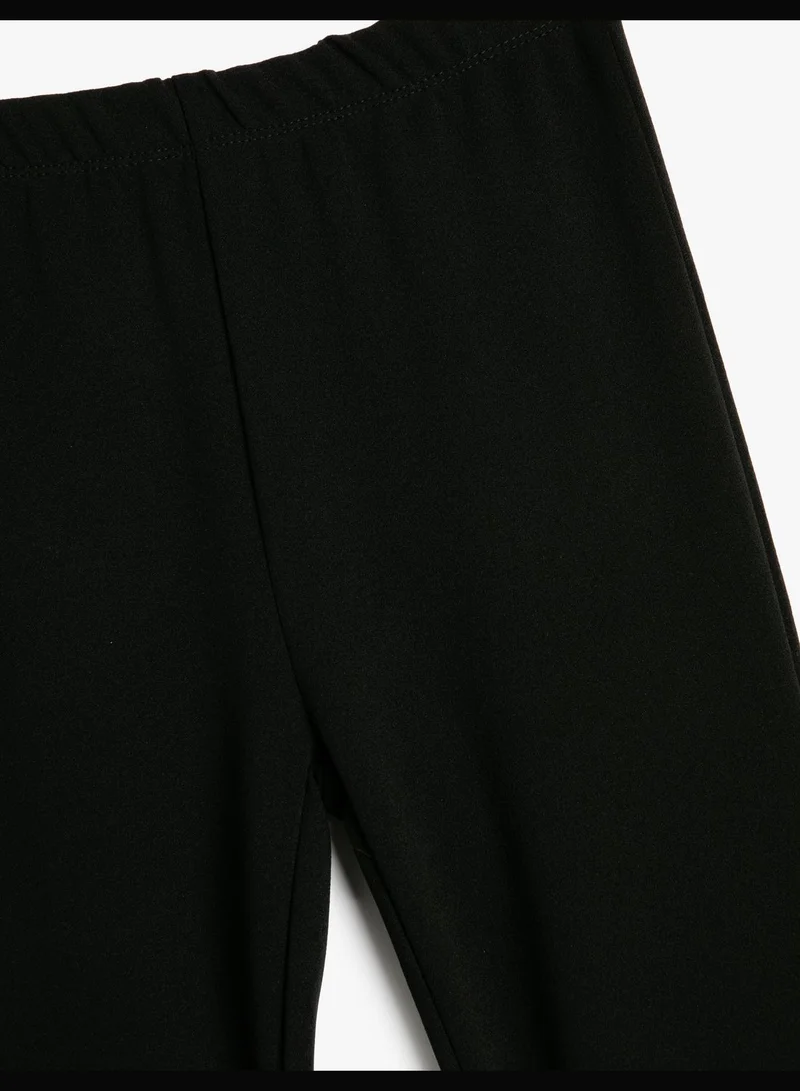 KOTON Flare Trousers Ruffle Detail Elastic Waistband