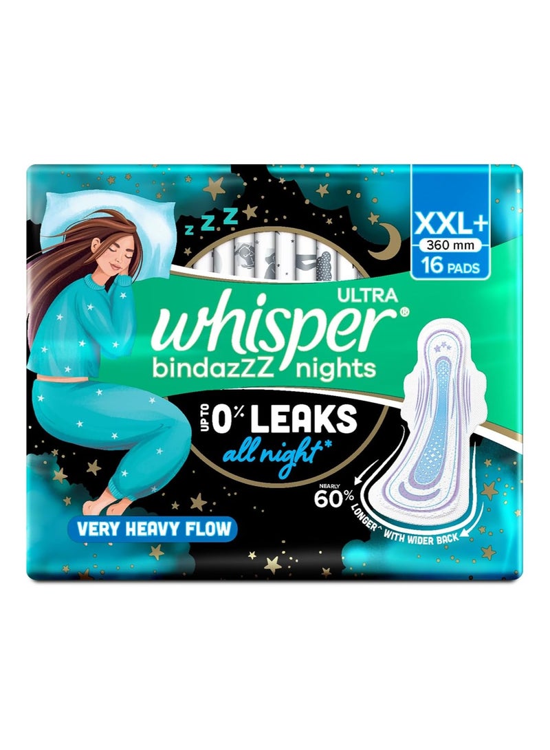 وسبير فوط صحية ليلية من ويسبر بينداز | عبوة من 16 فوطة رفيعة | مقاس XXL+ | تسربات تصل إلى 0% | ظهر أطول وأعرض بنسبة 60% | طبقة علوية جافة | تغطية تدوم طويلاً | امتصاص أسرع | طول 36 سم | مع غلاف للاستخدام مرة واحدة - Image 1