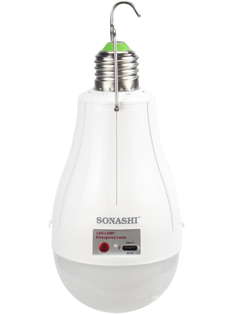SONASHI Rechargeable LED Bulb with Hanging Hook Included | Extra B22 Adaptor with Type-C Charging Port | Multi-Function Buttons with 3-4 Hours Working Time | Bulbs for Home/Camping/Tents SRB-124  - Image 1