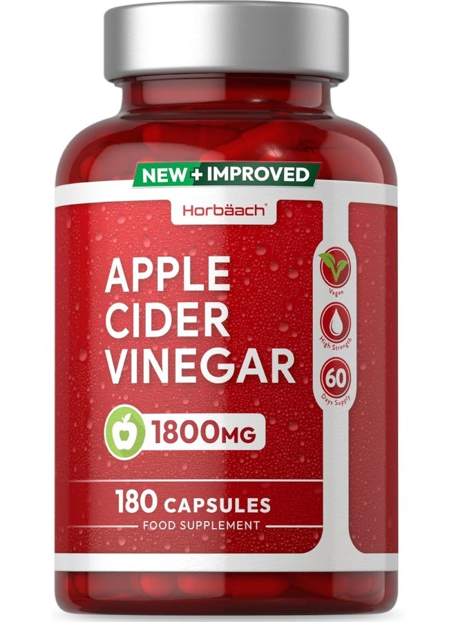 Horbäach Apple Cider Vinegar Capsules 1800mg | High Strength ACV | 180 Vegan Capsules (Not Tablets) | 60 Day Supply | by Horbaach - Image 1