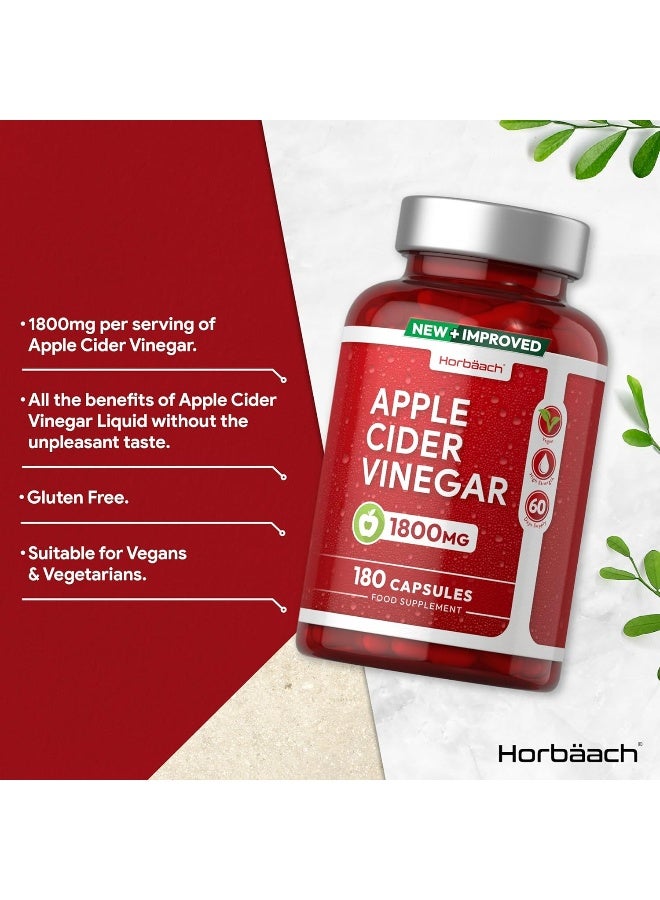 Horbäach Apple Cider Vinegar Capsules 1800mg | High Strength ACV | 180 Vegan Capsules (Not Tablets) | 60 Day Supply | by Horbaach - Image 2