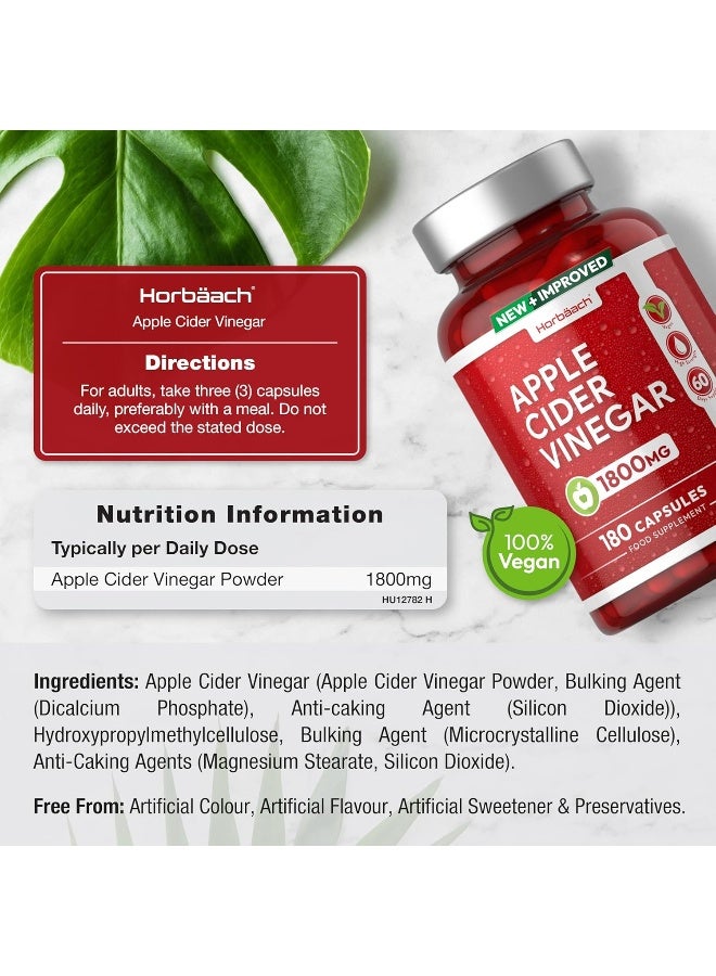 Horbäach Apple Cider Vinegar Capsules 1800mg | High Strength ACV | 180 Vegan Capsules (Not Tablets) | 60 Day Supply | by Horbaach - Image 3