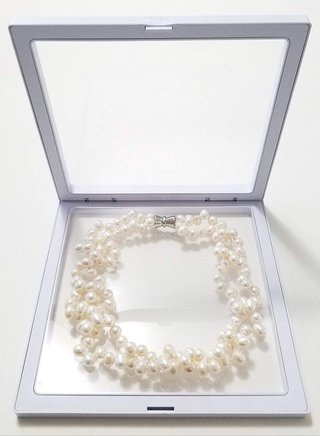 JM X-Large 7 x 7 x 0.75 Inches Transparent 3D Floating Frame Display Holder/Box/Frames for Challenge Coins, AA Medallions, Antique, Jewelry, Gift, White - Image 1