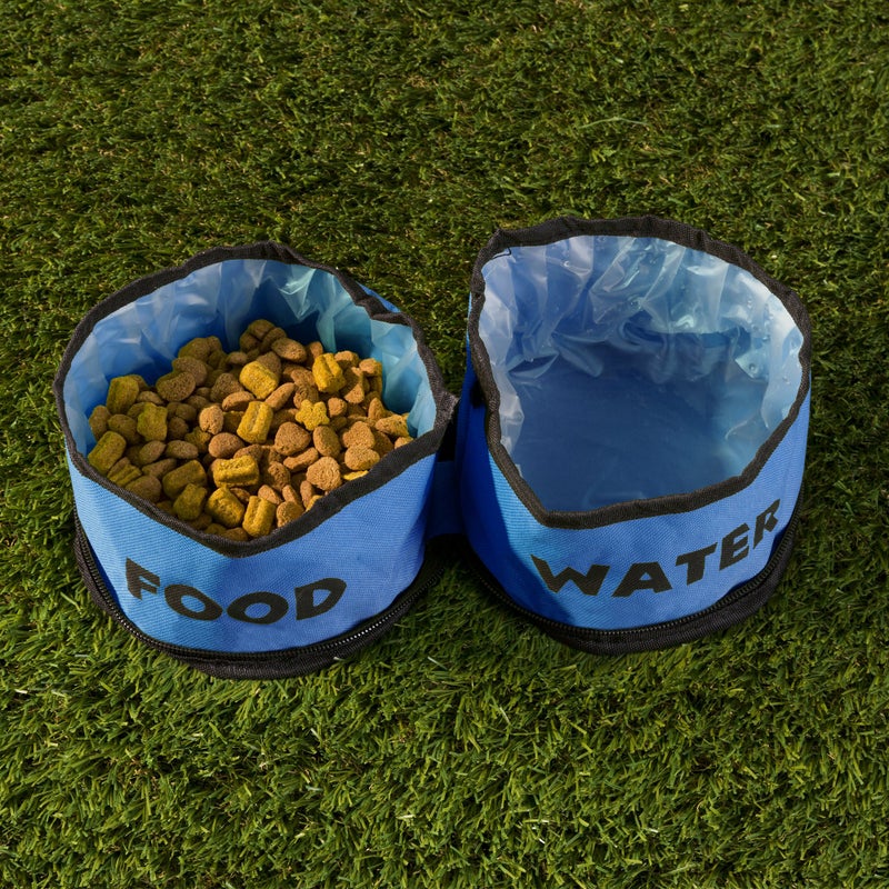 PETMAKER Collapsible Pet Bowls Collection - Portable Silicone Food and Water Dog Bowl Set, BPA and with Carabiner Clips for Travel- 2 Pack, 32oz Each Blue - Image 2