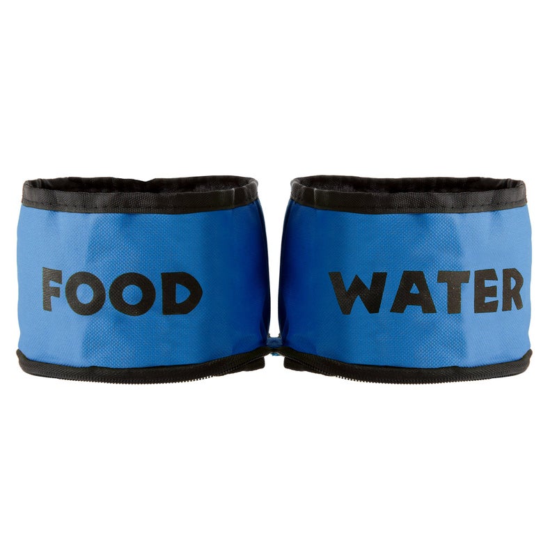 PETMAKER Collapsible Pet Bowls Collection - Portable Silicone Food and Water Dog Bowl Set, BPA and with Carabiner Clips for Travel- 2 Pack, 32oz Each Blue - Image 1