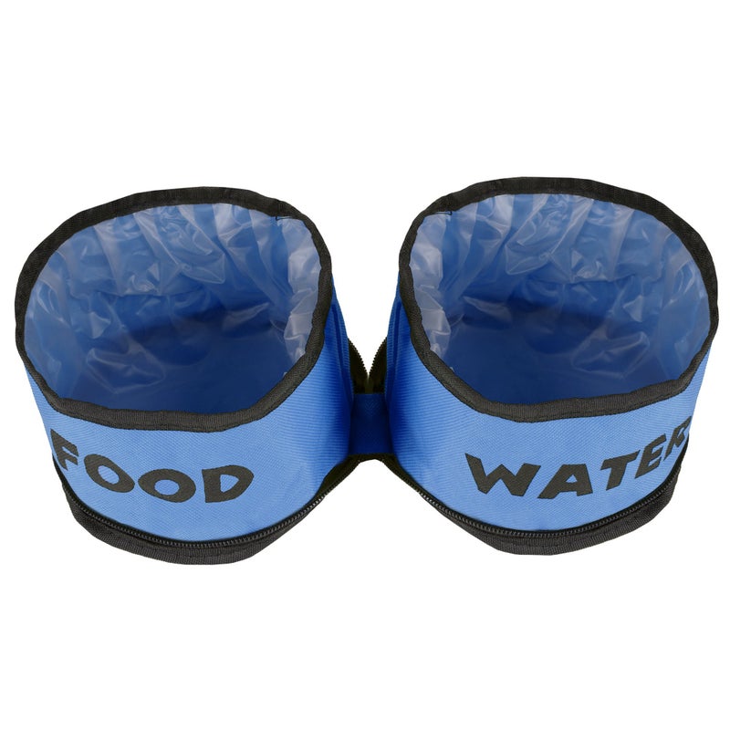 PETMAKER Collapsible Pet Bowls Collection - Portable Silicone Food and Water Dog Bowl Set, BPA and with Carabiner Clips for Travel- 2 Pack, 32oz Each Blue - Image 5