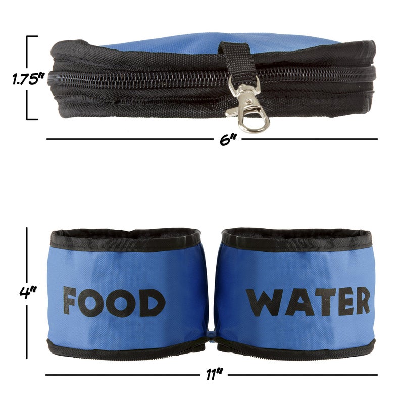 PETMAKER Collapsible Pet Bowls Collection - Portable Silicone Food and Water Dog Bowl Set, BPA and with Carabiner Clips for Travel- 2 Pack, 32oz Each Blue - Image 3