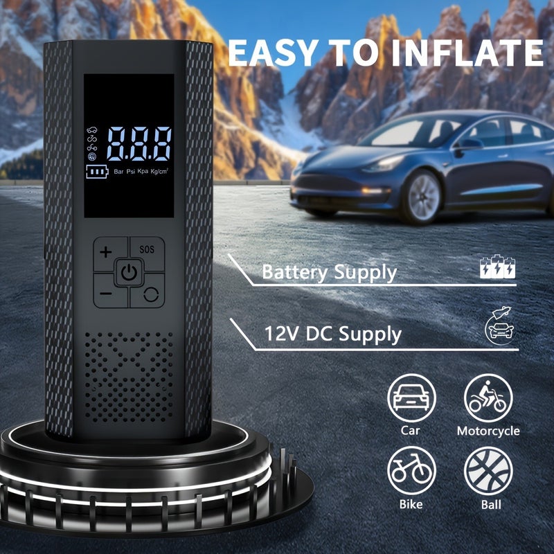 SUITU 150PSI Portable Air Compressor with Tire Pressure Gauge & LED Display - 3X Faster One-Touch Smart Cordless Tire Inflator, USB-Powered, Rechargeable Battery - Image 3