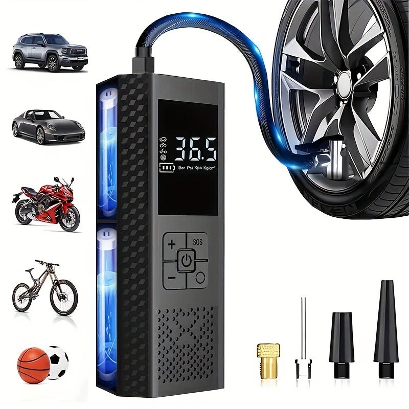 SUITU 150PSI Portable Air Compressor with Tire Pressure Gauge & LED Display - 3X Faster One-Touch Smart Cordless Tire Inflator, USB-Powered, Rechargeable Battery - Image 2