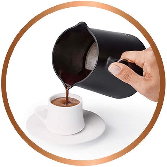 ارزوم اوكا ماكينة صنع القهوة التركية الكهربائية من مينيو، 4 أكواب، وعاء مقاوم للفيضان، قابل للغسل، حاصل على براءة اختراع، تصميم حائز على جائزة، لون أسود وكروم، ضمان تصنيع لمدة عام واحد - Image 2