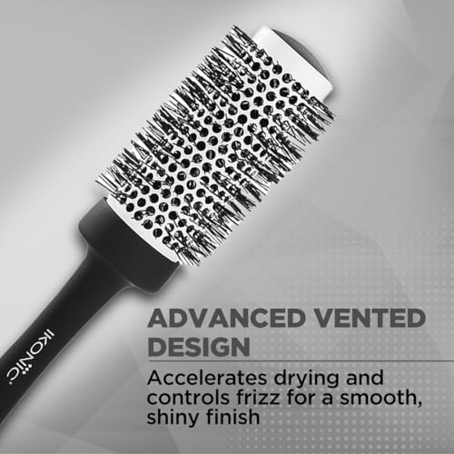 Ikonic Professional Blow Dry Hair Brush with Ionic Techonology for Frizz-Free Styling, Curling, Volumizing & Waves for Women & Men, All Hair Types, Salon & Personal Use - BDB 43 BLACK + WHITE - Image 3