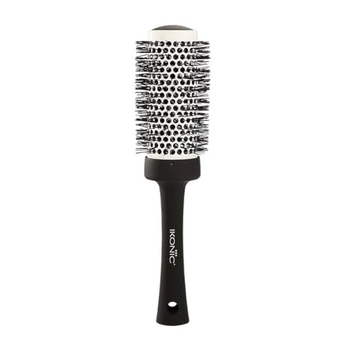 Ikonic Professional Blow Dry Hair Brush with Ionic Techonology for Frizz-Free Styling, Curling, Volumizing & Waves for Women & Men, All Hair Types, Salon & Personal Use - BDB 43 BLACK + WHITE - Image 1