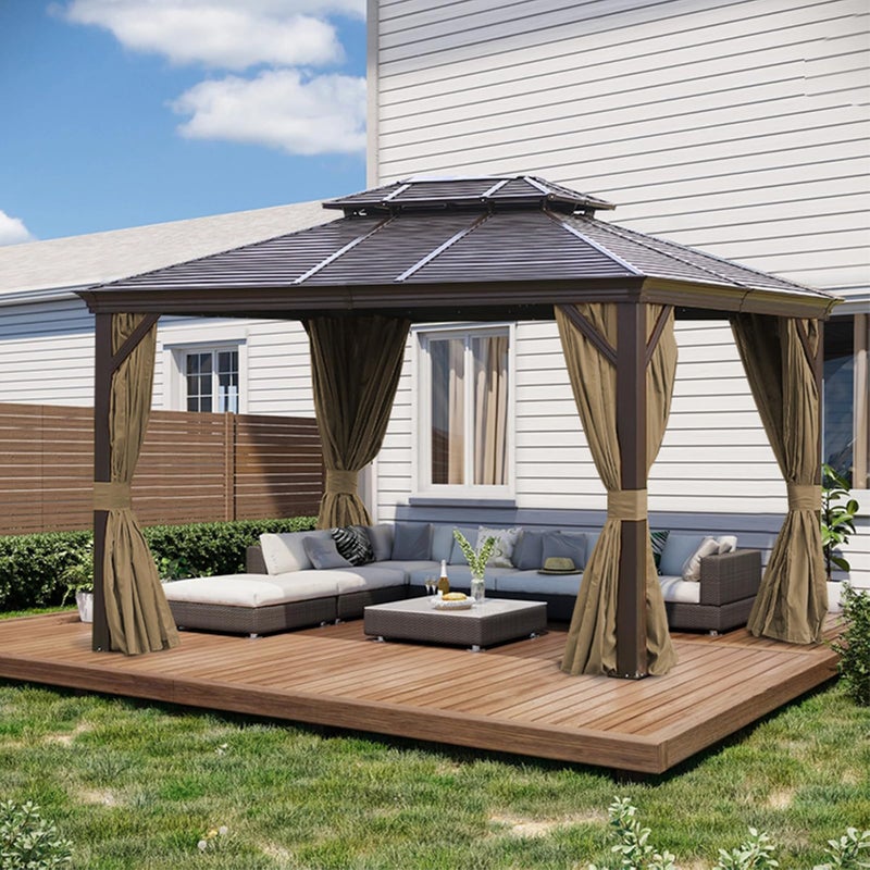 slashome 10'x12' Gazebo Curtains Outdoor Waterproof, Khaki Universal Replacement Curtain 4-Panels, Sidewalls with Zipper for Garden, Patio, Yard (Only Curtains) - Image 2