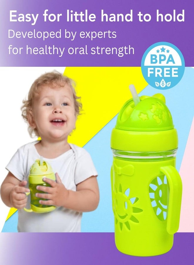 Neska Moda Twin Handle with Silicon Straw Drinking Sippy Cup/Sipper for Toddler/Kids-250 Ml (Green)-BC91 - Image 2