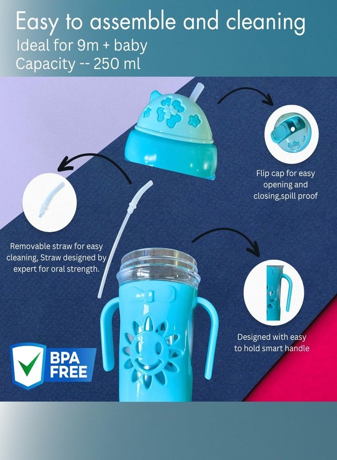 Neska Moda Twin Handle with Silicon Straw Drinking Sippy Cup/Sipper for Toddler/Kids-250 Ml (Green)-BC91 - Image 3