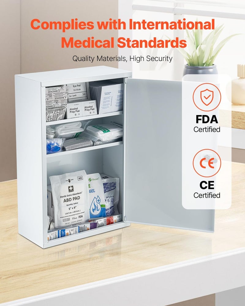 VEVOR 3Shelf First Aid Cabinet 1000 Pieces Large Capacity First Aid Kit Wall Mounted Medicine Cabinet OSHA  ANSI 2015 Class A Industrial Emergency Metal Med Box for Business and Worksite - Image 4