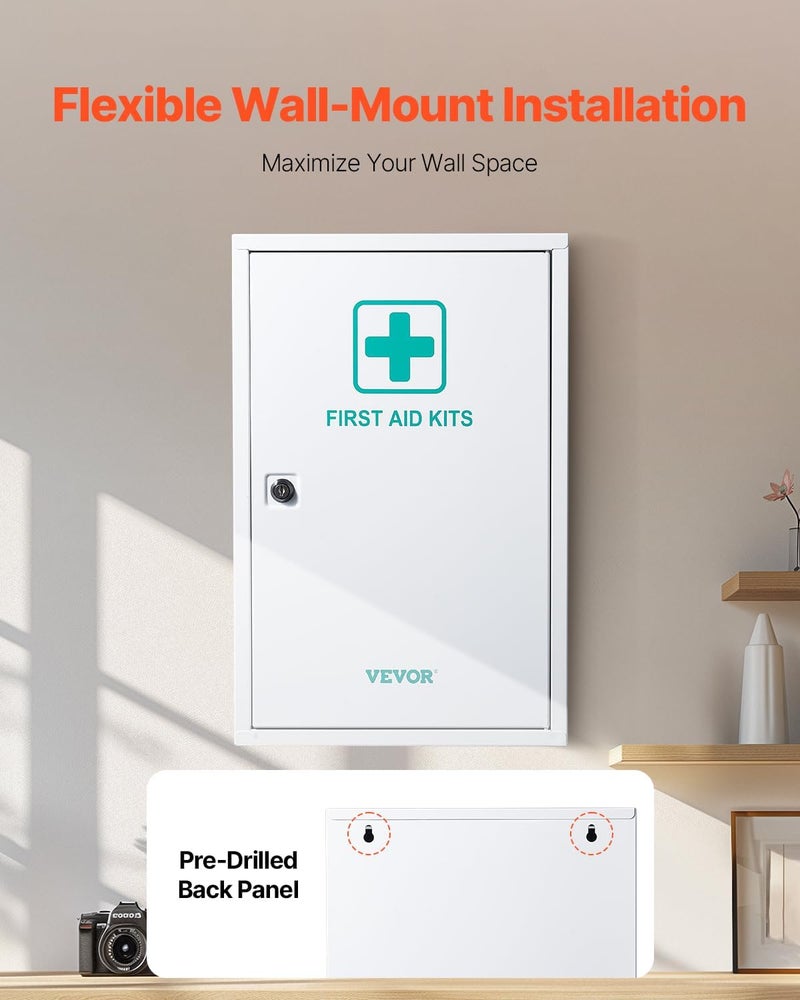 VEVOR 3Shelf First Aid Cabinet 1000 Pieces Large Capacity First Aid Kit Wall Mounted Medicine Cabinet OSHA  ANSI 2015 Class A Industrial Emergency Metal Med Box for Business and Worksite - Image 5