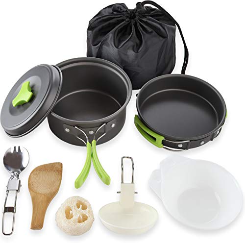 MalloMe Camping Cookware Mess Kit for Backpacking Gear – Camping Cooking Set - Camping's Pots and Pans Set - Backpacking Stove/Portable Stove Compatible - Camp Kitchen Equipment Accessories 3L Pot - Image 2