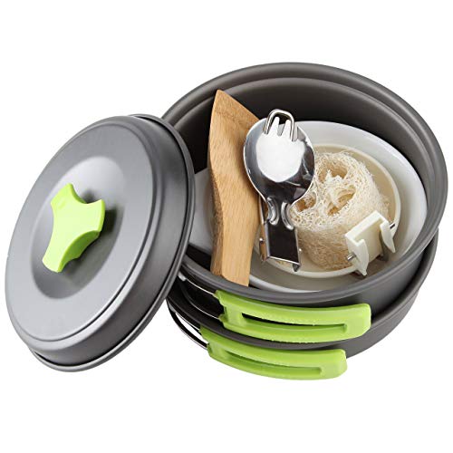 MalloMe Camping Cookware Mess Kit for Backpacking Gear – Camping Cooking Set - Camping's Pots and Pans Set - Backpacking Stove/Portable Stove Compatible - Camp Kitchen Equipment Accessories 3L Pot - Image 3