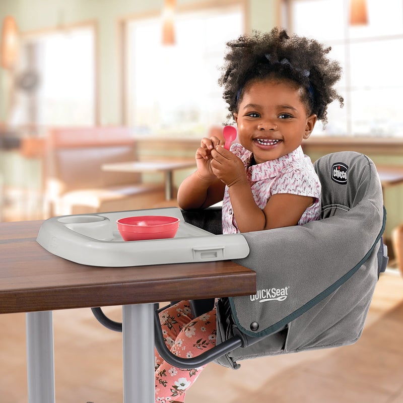Chicco QuickSeat Hook-On Chair, Portable High Chair for Babies and Toddlers, for Children up to 37 lbs., Travel-Friendly | Graphite/Grey - Image 2